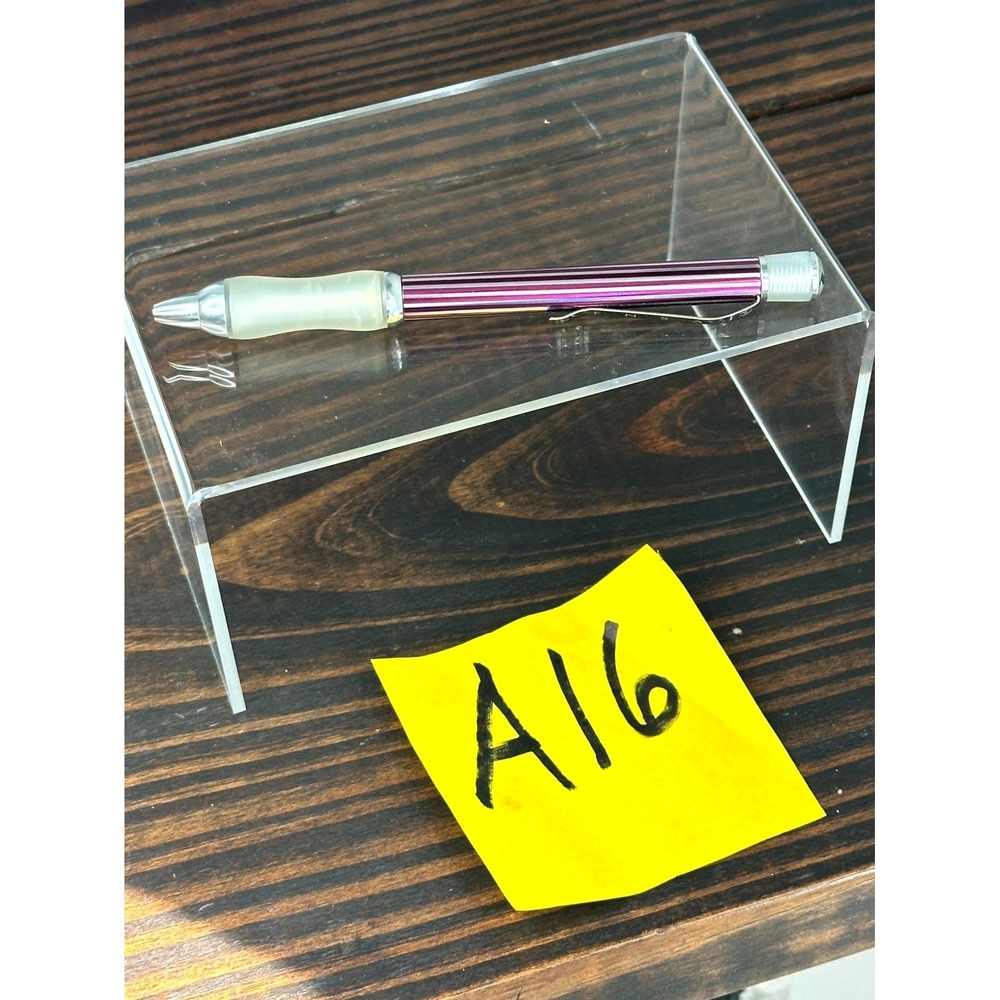 Vintage Sensa Click Lacquer Ballpoint Pen Striped Purple with Plasmium Gel Grip